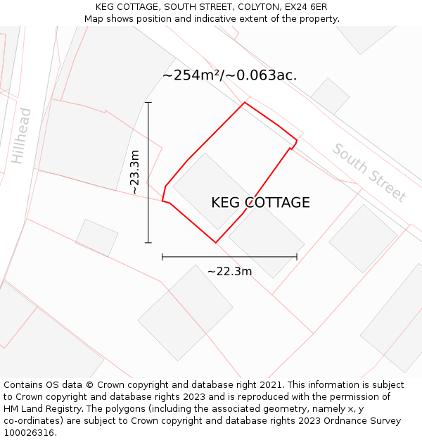 KEG COTTAGE, SOUTH STREET, COLYTON, EX24 6ER: Plot and title map