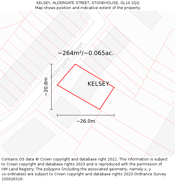 KELSEY, ALDERGATE STREET, STONEHOUSE, GL10 2QQ: Plot and title map