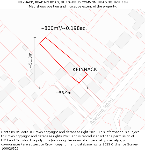 KELYNACK, READING ROAD, BURGHFIELD COMMON, READING, RG7 3BH: Plot and title map