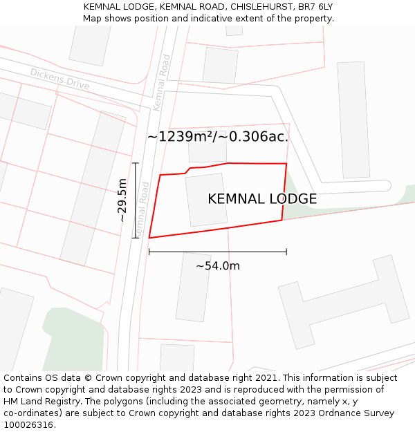 KEMNAL LODGE, KEMNAL ROAD, CHISLEHURST, BR7 6LY: Plot and title map