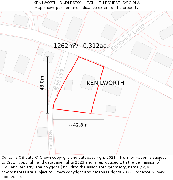 KENILWORTH, DUDLESTON HEATH, ELLESMERE, SY12 9LA: Plot and title map