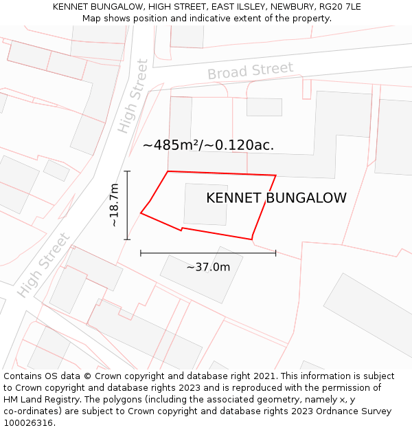 KENNET BUNGALOW, HIGH STREET, EAST ILSLEY, NEWBURY, RG20 7LE: Plot and title map