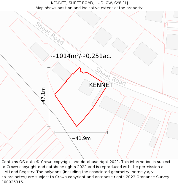 KENNET, SHEET ROAD, LUDLOW, SY8 1LJ: Plot and title map