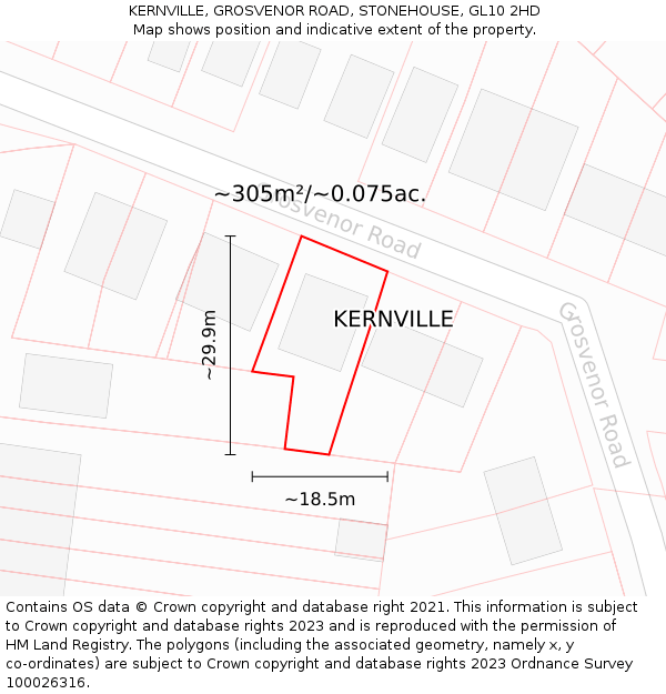 KERNVILLE, GROSVENOR ROAD, STONEHOUSE, GL10 2HD: Plot and title map