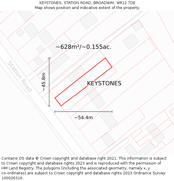 KEYSTONES, STATION ROAD, BROADWAY, WR12 7DE: Plot and title map