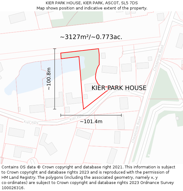 KIER PARK HOUSE, KIER PARK, ASCOT, SL5 7DS: Plot and title map