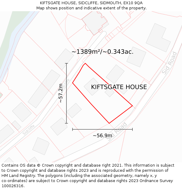 KIFTSGATE HOUSE, SIDCLIFFE, SIDMOUTH, EX10 9QA: Plot and title map