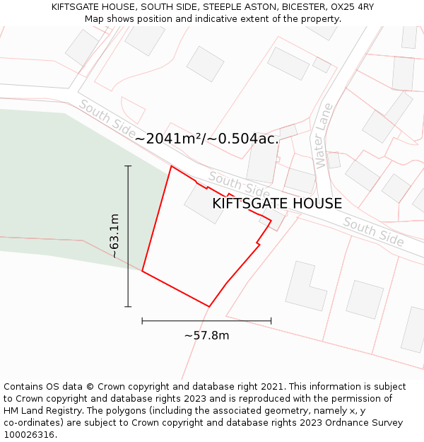 KIFTSGATE HOUSE, SOUTH SIDE, STEEPLE ASTON, BICESTER, OX25 4RY: Plot and title map