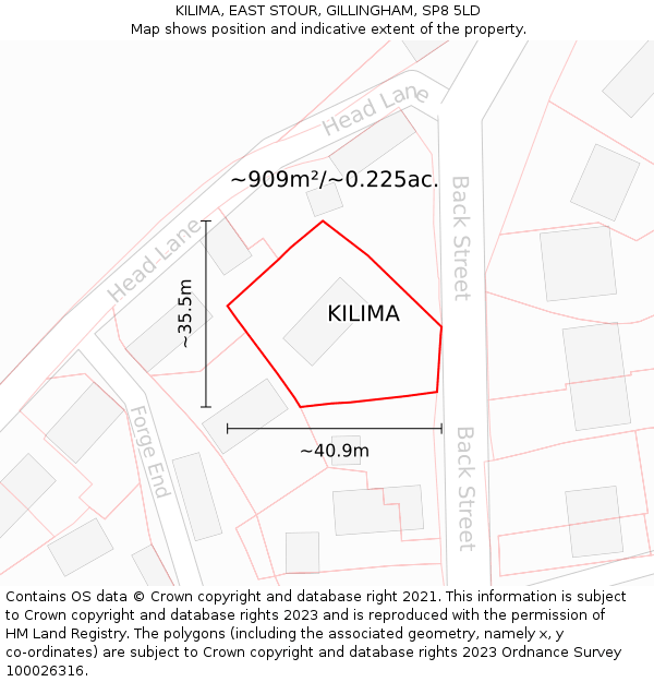 KILIMA, EAST STOUR, GILLINGHAM, SP8 5LD: Plot and title map