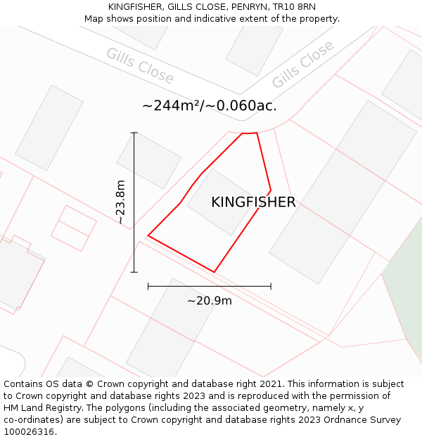 KINGFISHER, GILLS CLOSE, PENRYN, TR10 8RN: Plot and title map