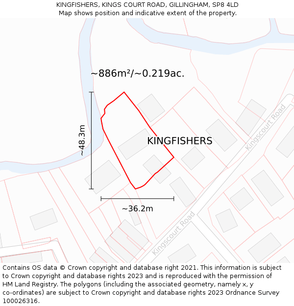 KINGFISHERS, KINGS COURT ROAD, GILLINGHAM, SP8 4LD: Plot and title map