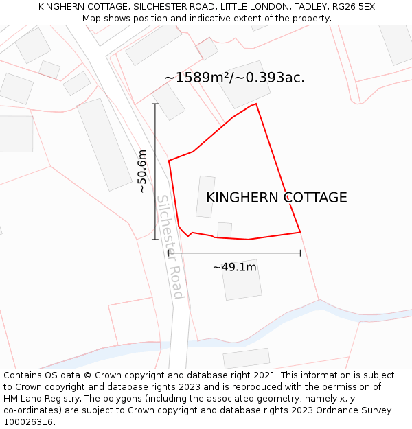 KINGHERN COTTAGE, SILCHESTER ROAD, LITTLE LONDON, TADLEY, RG26 5EX: Plot and title map