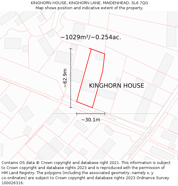 KINGHORN HOUSE, KINGHORN LANE, MAIDENHEAD, SL6 7QG: Plot and title map