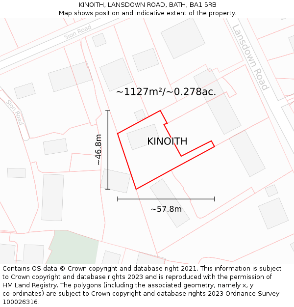 KINOITH, LANSDOWN ROAD, BATH, BA1 5RB: Plot and title map