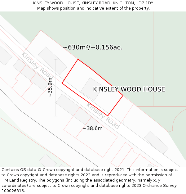 KINSLEY WOOD HOUSE, KINSLEY ROAD, KNIGHTON, LD7 1DY: Plot and title map