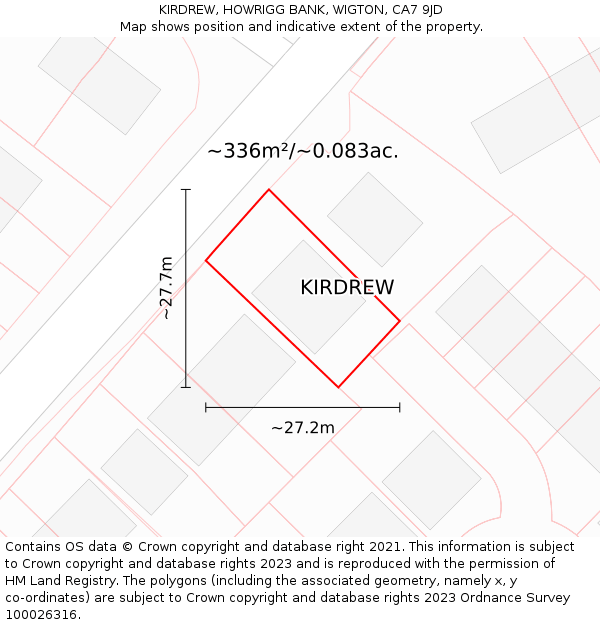 KIRDREW, HOWRIGG BANK, WIGTON, CA7 9JD: Plot and title map