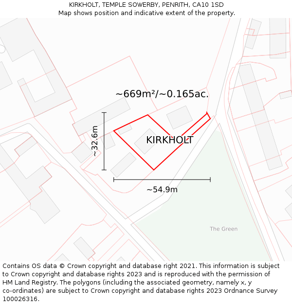 KIRKHOLT, TEMPLE SOWERBY, PENRITH, CA10 1SD: Plot and title map