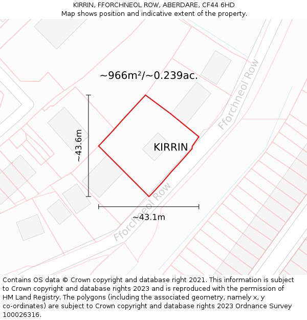 KIRRIN, FFORCHNEOL ROW, ABERDARE, CF44 6HD: Plot and title map