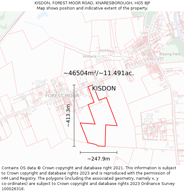 KISDON, FOREST MOOR ROAD, KNARESBOROUGH, HG5 8JP: Plot and title map