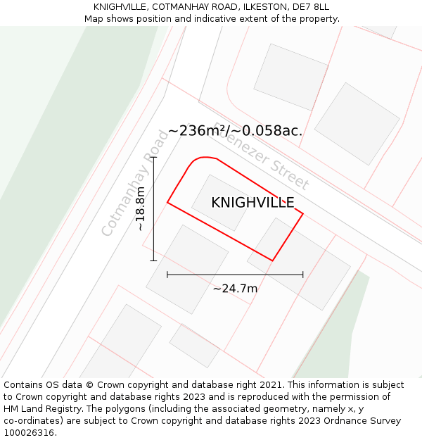 KNIGHVILLE, COTMANHAY ROAD, ILKESTON, DE7 8LL: Plot and title map