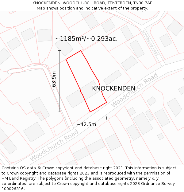 KNOCKENDEN, WOODCHURCH ROAD, TENTERDEN, TN30 7AE: Plot and title map