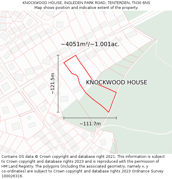 KNOCKWOOD HOUSE, INGLEDEN PARK ROAD, TENTERDEN, TN30 6NS: Plot and title map