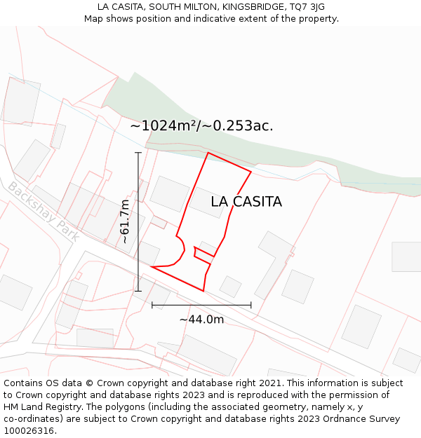 LA CASITA, SOUTH MILTON, KINGSBRIDGE, TQ7 3JG: Plot and title map