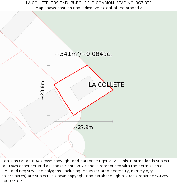 LA COLLETE, FIRS END, BURGHFIELD COMMON, READING, RG7 3EP: Plot and title map