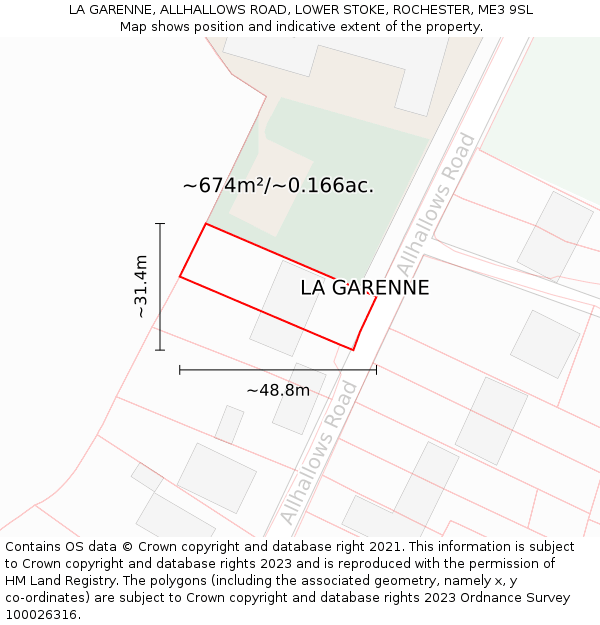 LA GARENNE, ALLHALLOWS ROAD, LOWER STOKE, ROCHESTER, ME3 9SL: Plot and title map