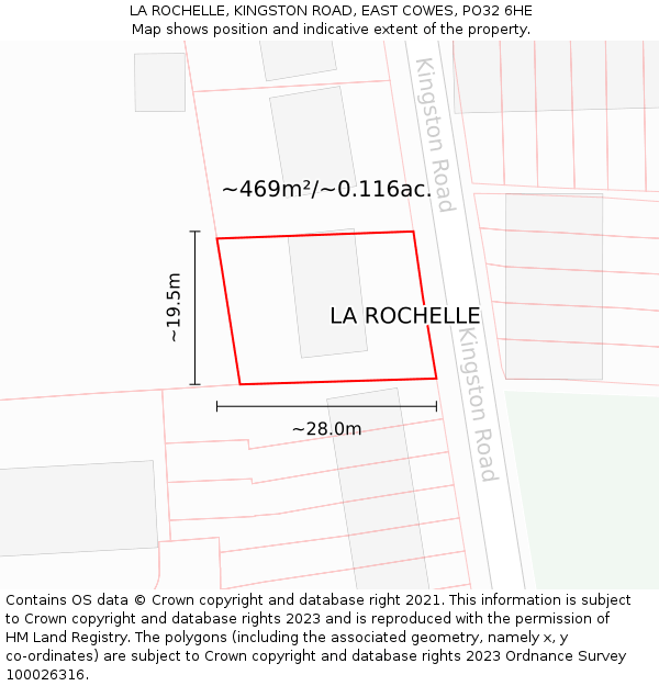 LA ROCHELLE, KINGSTON ROAD, EAST COWES, PO32 6HE: Plot and title map