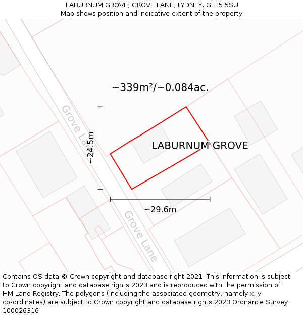 LABURNUM GROVE, GROVE LANE, LYDNEY, GL15 5SU: Plot and title map