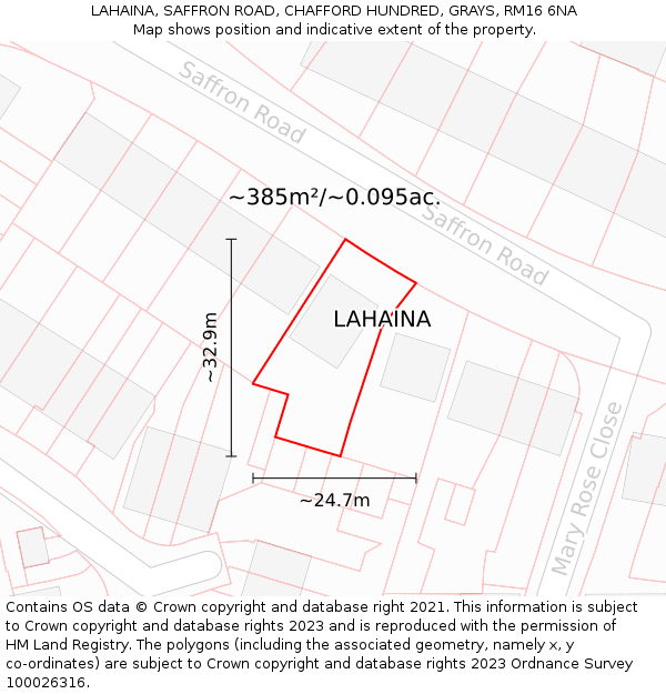 LAHAINA, SAFFRON ROAD, CHAFFORD HUNDRED, GRAYS, RM16 6NA: Plot and title map