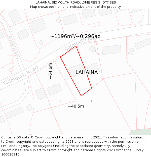 LAHAINA, SIDMOUTH ROAD, LYME REGIS, DT7 3ES: Plot and title map
