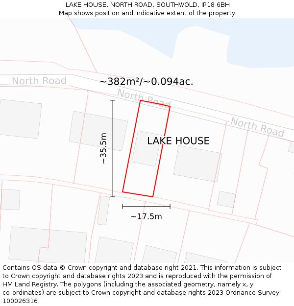 LAKE HOUSE, NORTH ROAD, SOUTHWOLD, IP18 6BH: Plot and title map