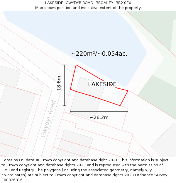 LAKESIDE, GWYDYR ROAD, BROMLEY, BR2 0EX: Plot and title map