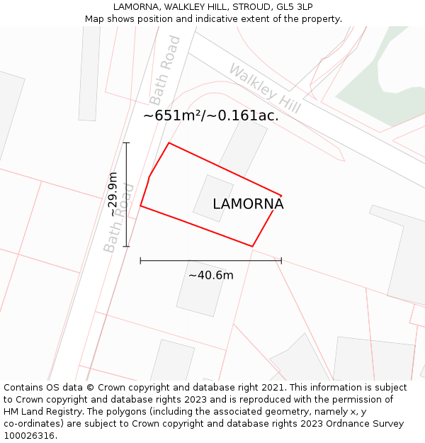 LAMORNA, WALKLEY HILL, STROUD, GL5 3LP: Plot and title map