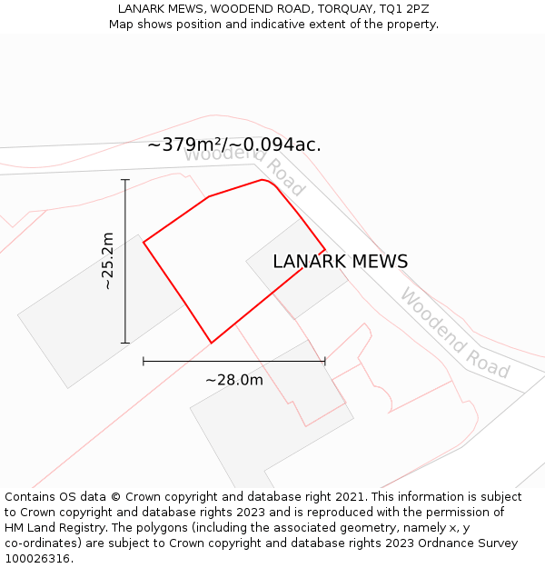 LANARK MEWS, WOODEND ROAD, TORQUAY, TQ1 2PZ: Plot and title map