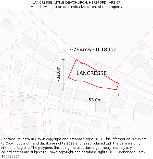 LANCRESSE, LITTLE DEWCHURCH, HEREFORD, HR2 6PJ: Plot and title map