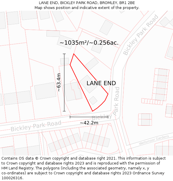 LANE END, BICKLEY PARK ROAD, BROMLEY, BR1 2BE: Plot and title map