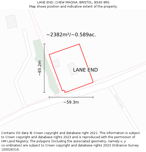 LANE END, CHEW MAGNA, BRISTOL, BS40 8RS: Plot and title map