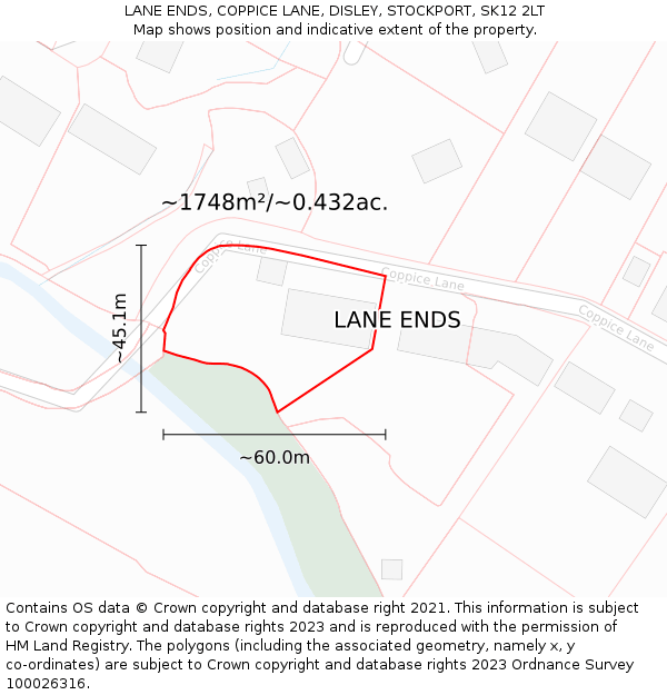LANE ENDS, COPPICE LANE, DISLEY, STOCKPORT, SK12 2LT: Plot and title map