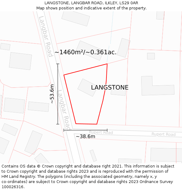 LANGSTONE, LANGBAR ROAD, ILKLEY, LS29 0AR: Plot and title map