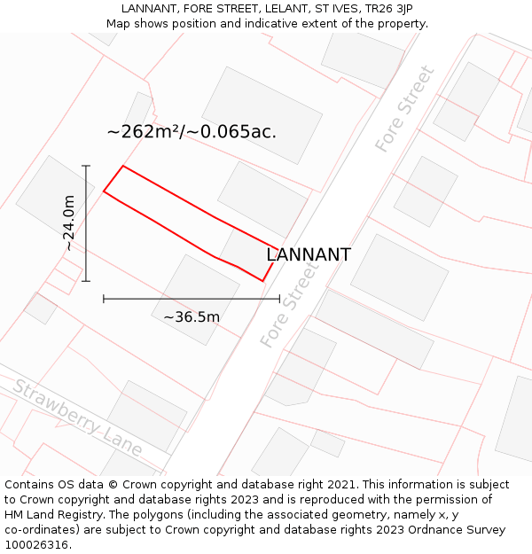 LANNANT, FORE STREET, LELANT, ST IVES, TR26 3JP: Plot and title map