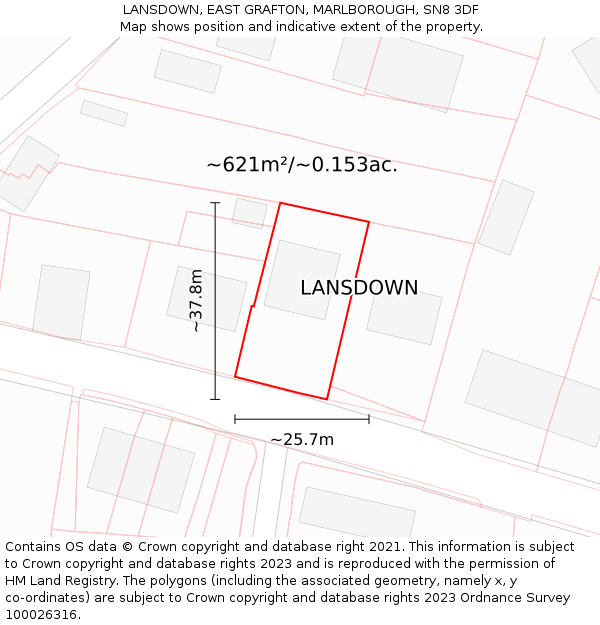 LANSDOWN, EAST GRAFTON, MARLBOROUGH, SN8 3DF: Plot and title map