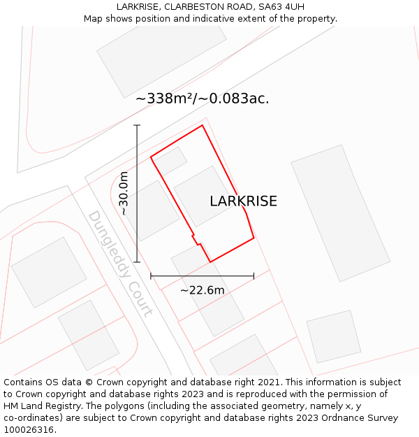 LARKRISE, CLARBESTON ROAD, SA63 4UH: Plot and title map