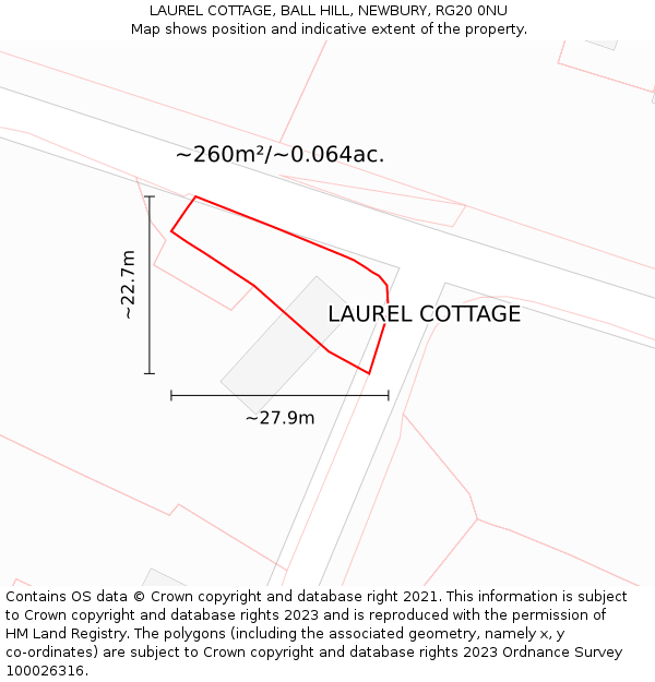 LAUREL COTTAGE, BALL HILL, NEWBURY, RG20 0NU: Plot and title map