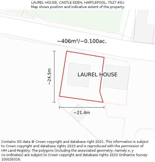 LAUREL HOUSE, CASTLE EDEN, HARTLEPOOL, TS27 4SU: Plot and title map
