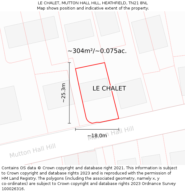 LE CHALET, MUTTON HALL HILL, HEATHFIELD, TN21 8NL: Plot and title map