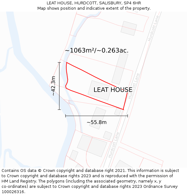 LEAT HOUSE, HURDCOTT, SALISBURY, SP4 6HR: Plot and title map