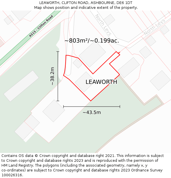 LEAWORTH, CLIFTON ROAD, ASHBOURNE, DE6 1DT: Plot and title map